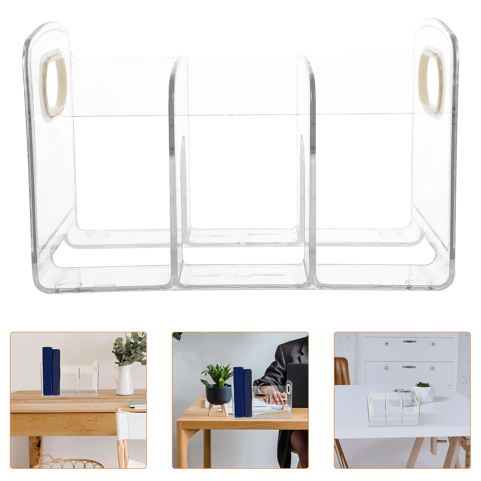 

Multi-use Desktop Bookend Simple Style Book Shelf Acrylic Tabletop Book Stand Office Supply