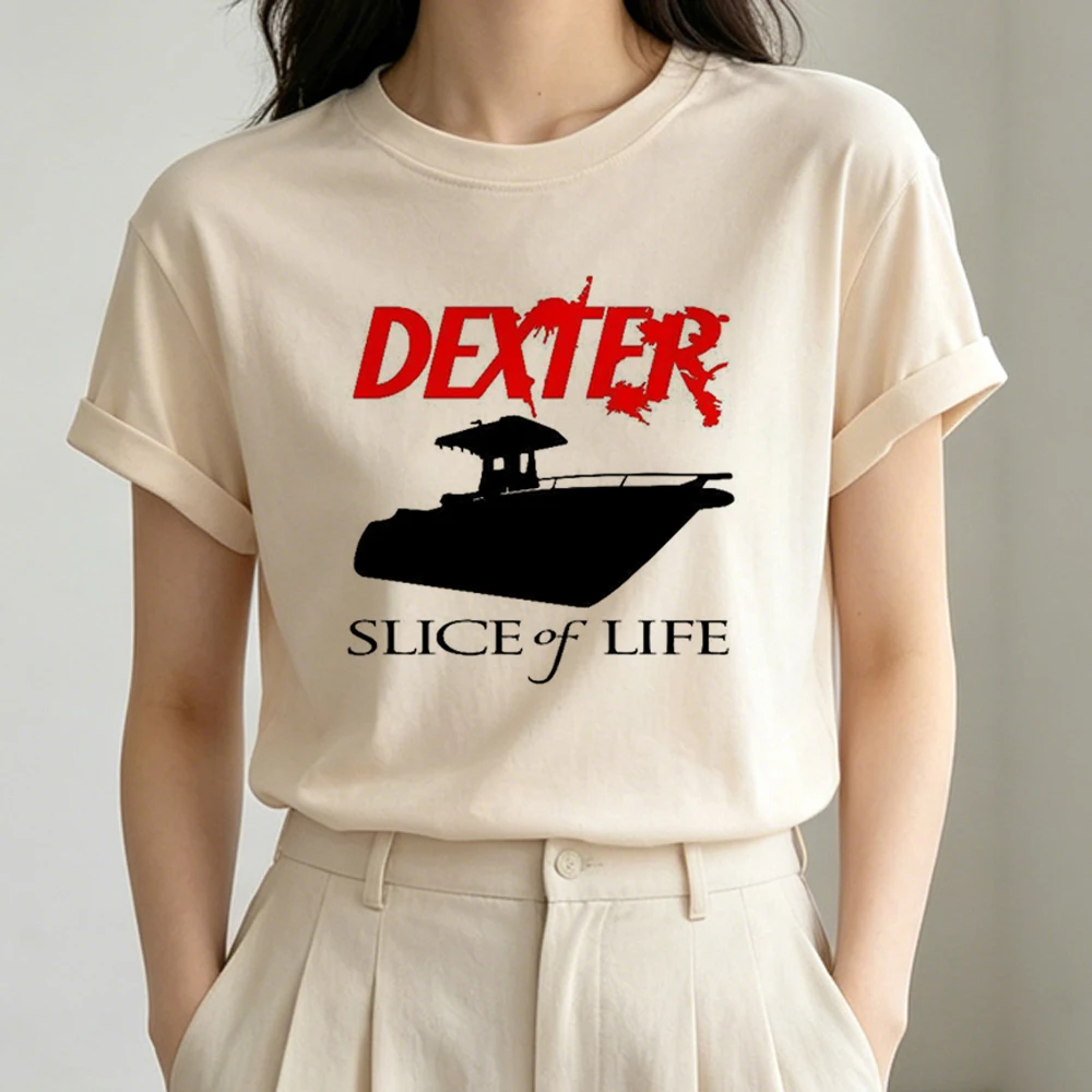Фото Футболка Dexter для женщин, кавайная японская футболка с забавным принтом, милая футболка с забавным рисунком в стиле Харадзюку для вечеринок №1