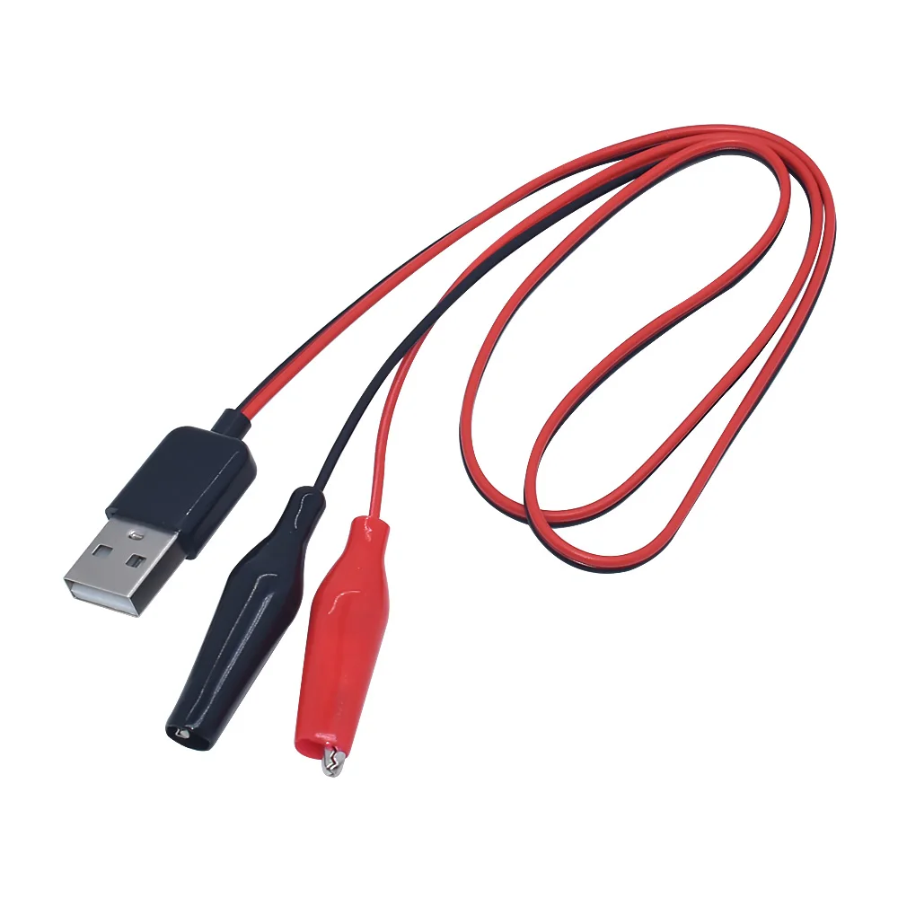 Зажим крокодил 60 см переходник с USB папа и мама Электрический зажим источник