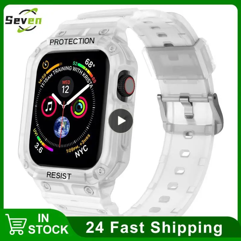

1~10PCS Resin strap for apple watch band 44 40 42 38mm correa transparent woman Loop watchband for iwatch 6 se series 5 4 3 2