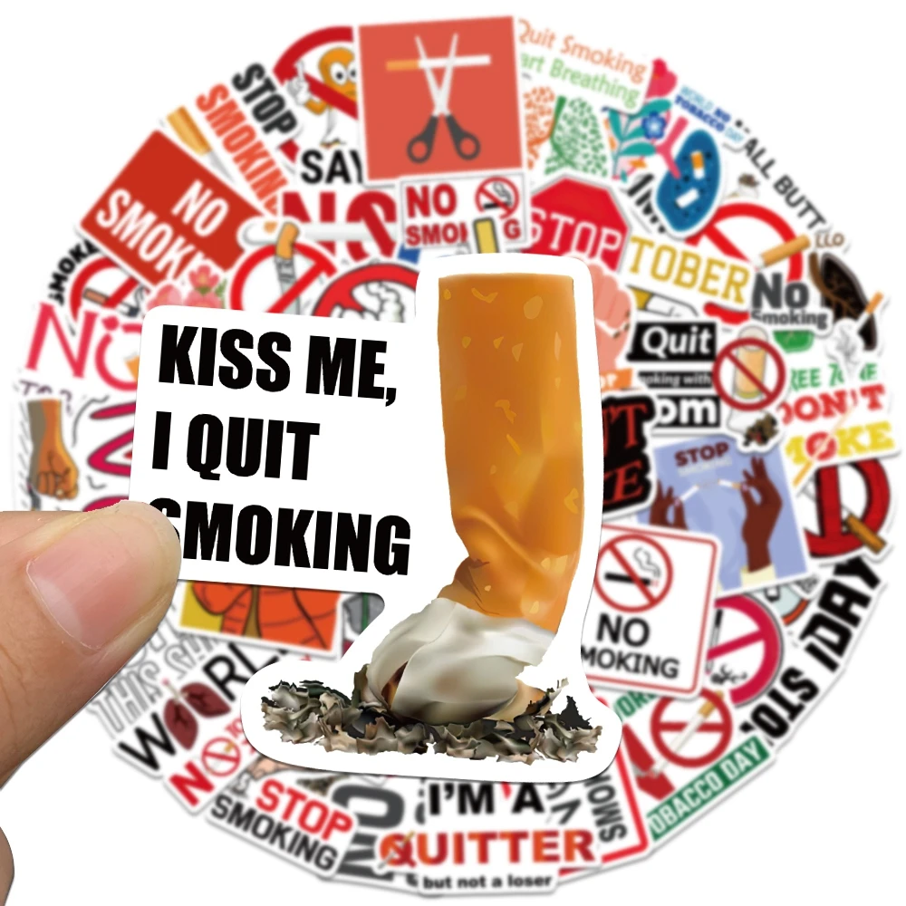 10/50PCS 5.31 World No Tobacco Day Smoking Sticker Perfect Cartoon Decal Stickers for Car Guitar Laptop Luggage Bike Kids Toy - купить по