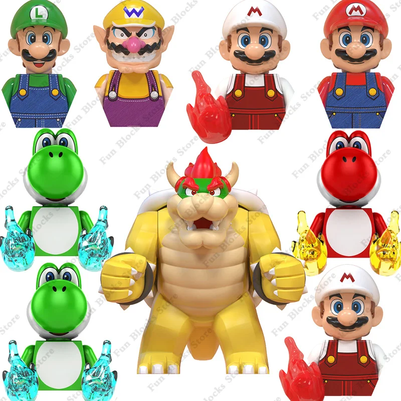 Фигурки героев аниме 2023 куклы Супер Марио модель Bowser Yoshi Koopa строительные блоки