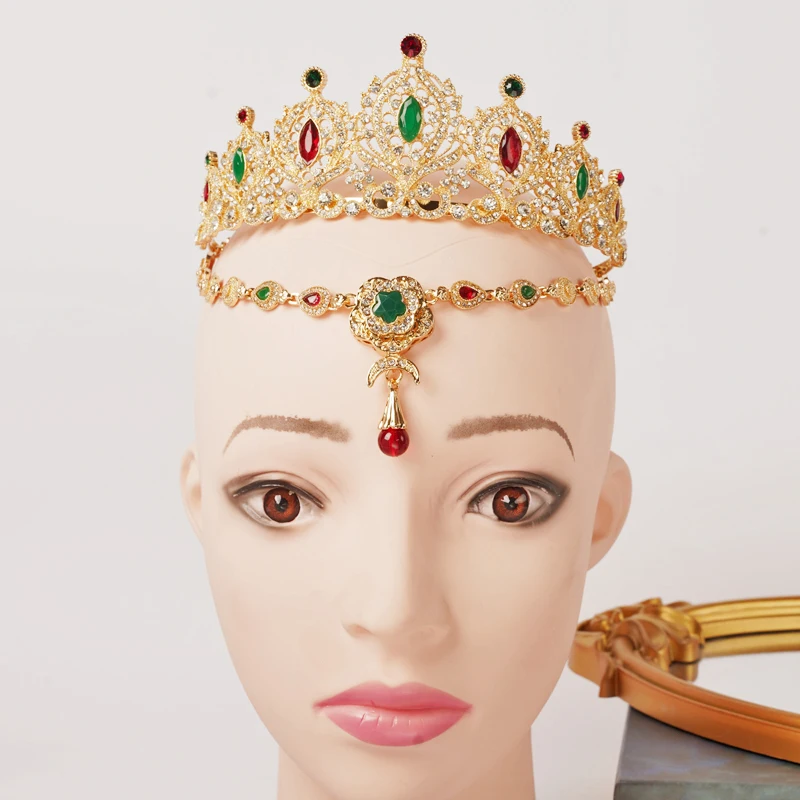 

Moroccan Bridal Jewelry Set Wedding Bridal Crown Diamond Necklace Set Classic Elegant Hair Country Hair Women's Head Chain