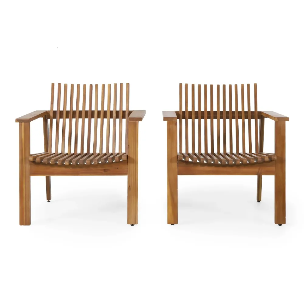 

Bryony Acacia Wood Outdoor Slatted Club Chairs, Set of 2, Teak