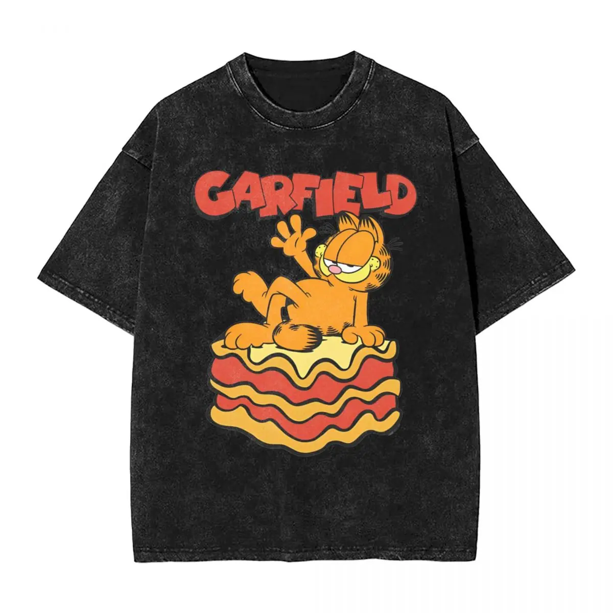 G-Garfielded Lasagna Slice Pose Washed футболки уличная винтажная футболка в стиле хип-хоп милые с