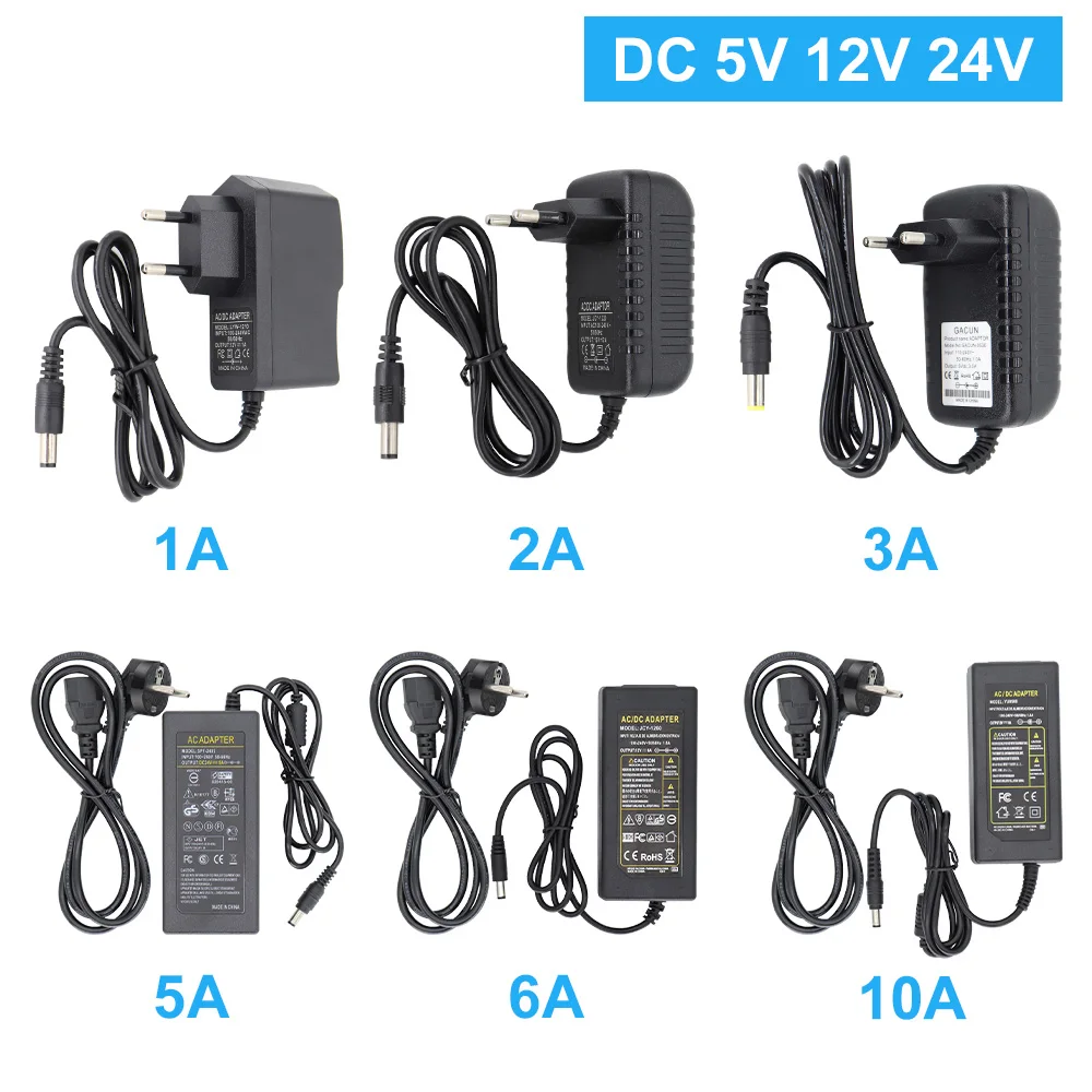 

Power Supply Adapter Plug 5V 12V 24V LED Driver Transformer UK AU US EU Plug Converter 1A 2A 3A 4A 5A 6A 10A for LED Strip Light