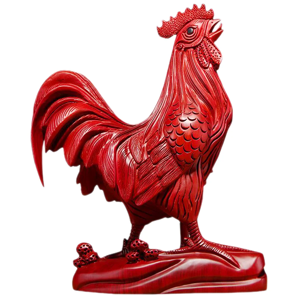 

Rooster Statue Wood Wooden Figurine Garden Chicken Figurines Chinese Auspicious Sculpture Animal Car Dashboard Outdoor