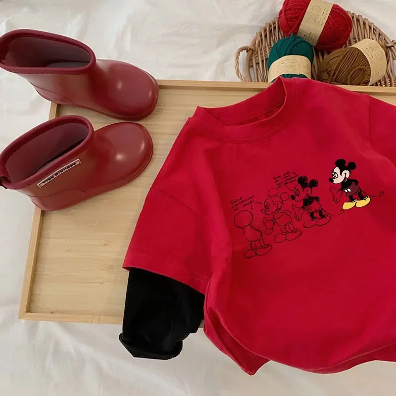 Детская Хлопковая футболка с Микки Маусом новинка весенне-летнего сезона