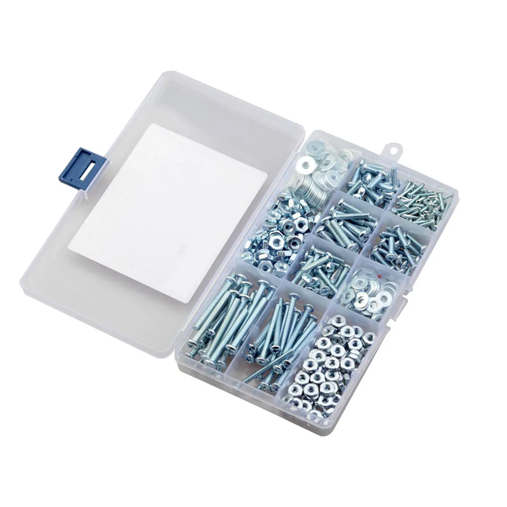 

650pcs M3 Head Screw Bolt Nut Washer Set Screws Assortment Kit with Box
