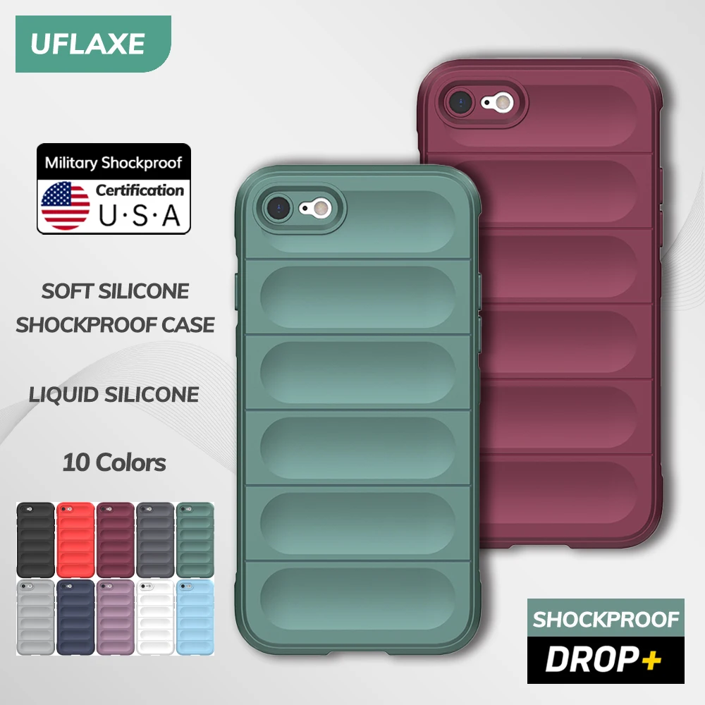 UFLAXE Original Soft Silicone Case for Apple iPhone 6 / 6S Plus / 7 / 8 Plus / SE 2020 / 2022 Shockproof Back Cover Casing