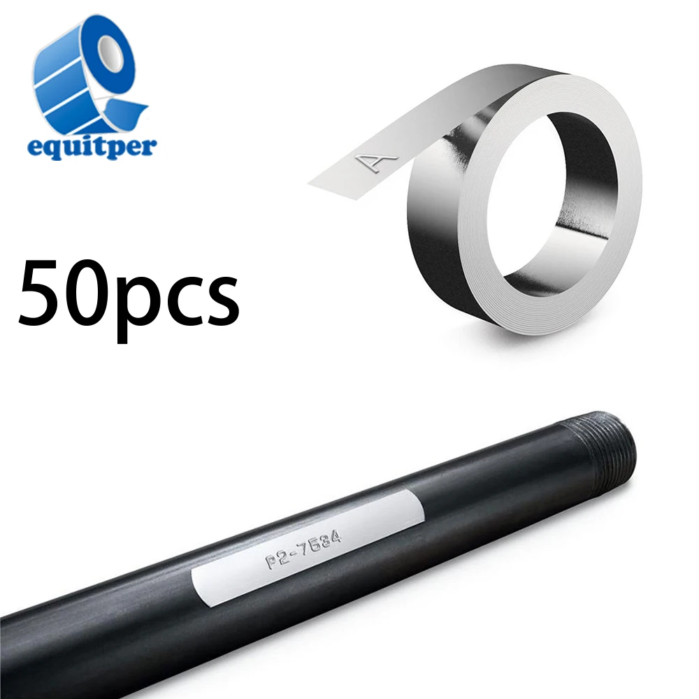 Equitper12 мм 50 шт. металлическая лента для DYMO 35800 клейкая алюминиевая лента для тиснения с наклейкой для металлического принтера Dymo M1011
