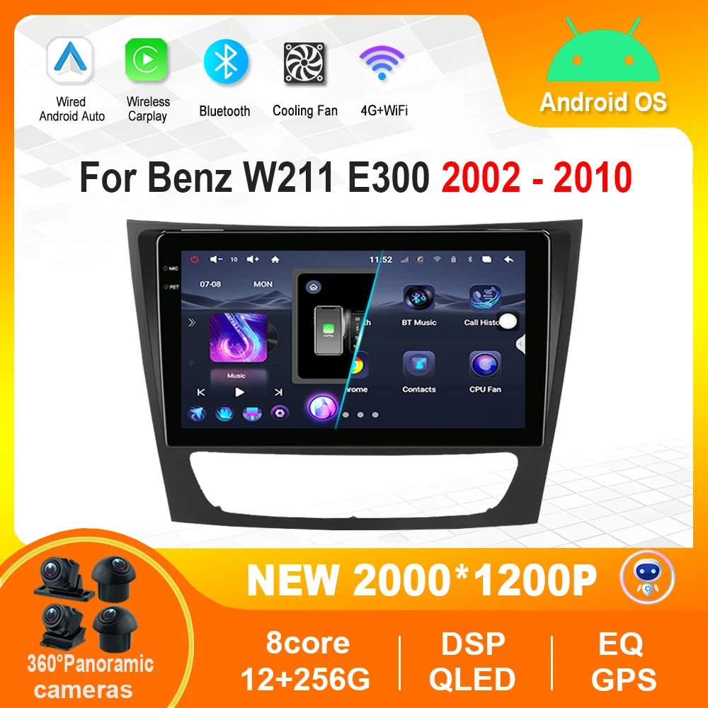 9-дюймовый интеллектуальный автомобильный видеоплеер Android для Mercedes Benz W211 E300 2002-2010
