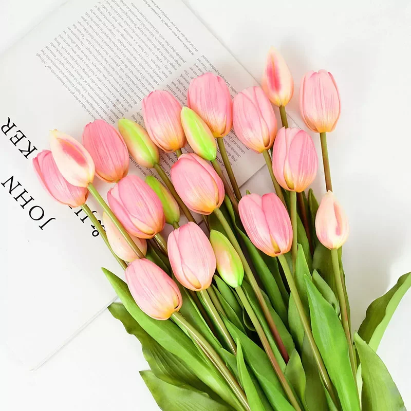 

Artificial Tulips Bouquet Real Touch Silicone Fake Flowers for Home Garden Living Room Decoration Wedding Party