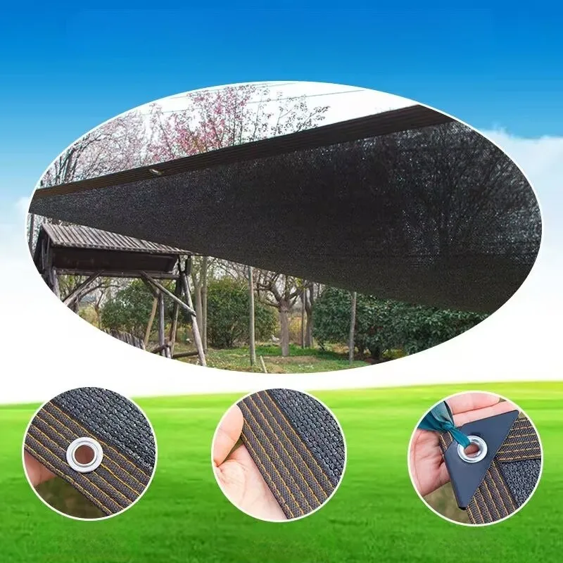 

12Pin Black Sunshade Net Garden Sun Shed Plants Anti-UV Cover Shading 85% Outdoor Shade Sail Fence Privacy Mesh Pool Awning