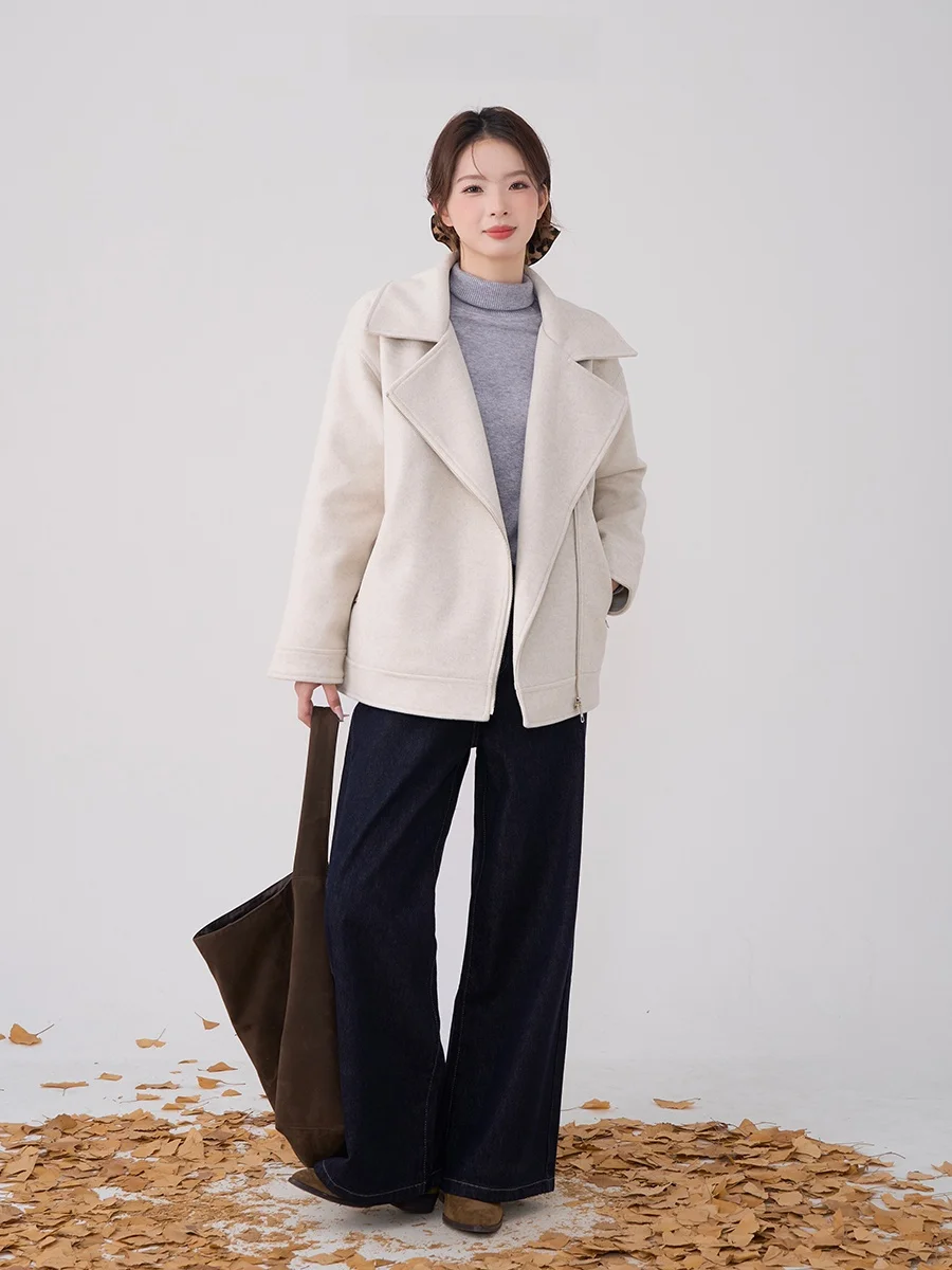 Hanada Showcase Htmeme Love Stars ~ Стеганая утолщенная шерстяная куртка на молнии с лацканами