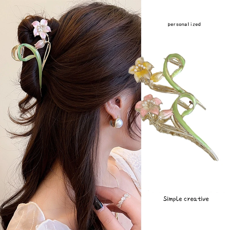 

Новые женские металлические заколки для волос, элегантные большие цветы, заколка-пряжка в виде акулы, аксессуары для волос, тиара