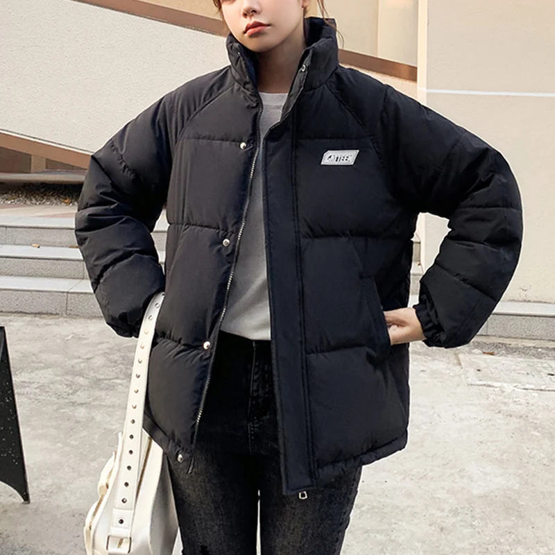 

New Fashion 2022 Winter Women Parkas Jacket Solid Stand Collar Thick Warm Padded Coat Casual Outwear Parkas Women Clothing