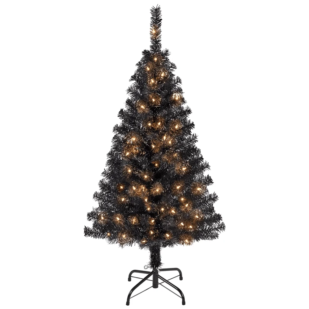 

4 фута предварительно светящаяся искусственная Рождественская елка Хэллоуин праздничное украшение, черный