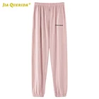 Спортивные стильные новые для сна, низ модные стильные длинные штаны для Сна Розовые хлопковые однотонные женские пижамные штаны с буквенным принтом