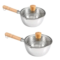 stainless steel traditional japanese saucepan with glass lid multipurpose use saucepot for milk soup with wood handle easy wash
