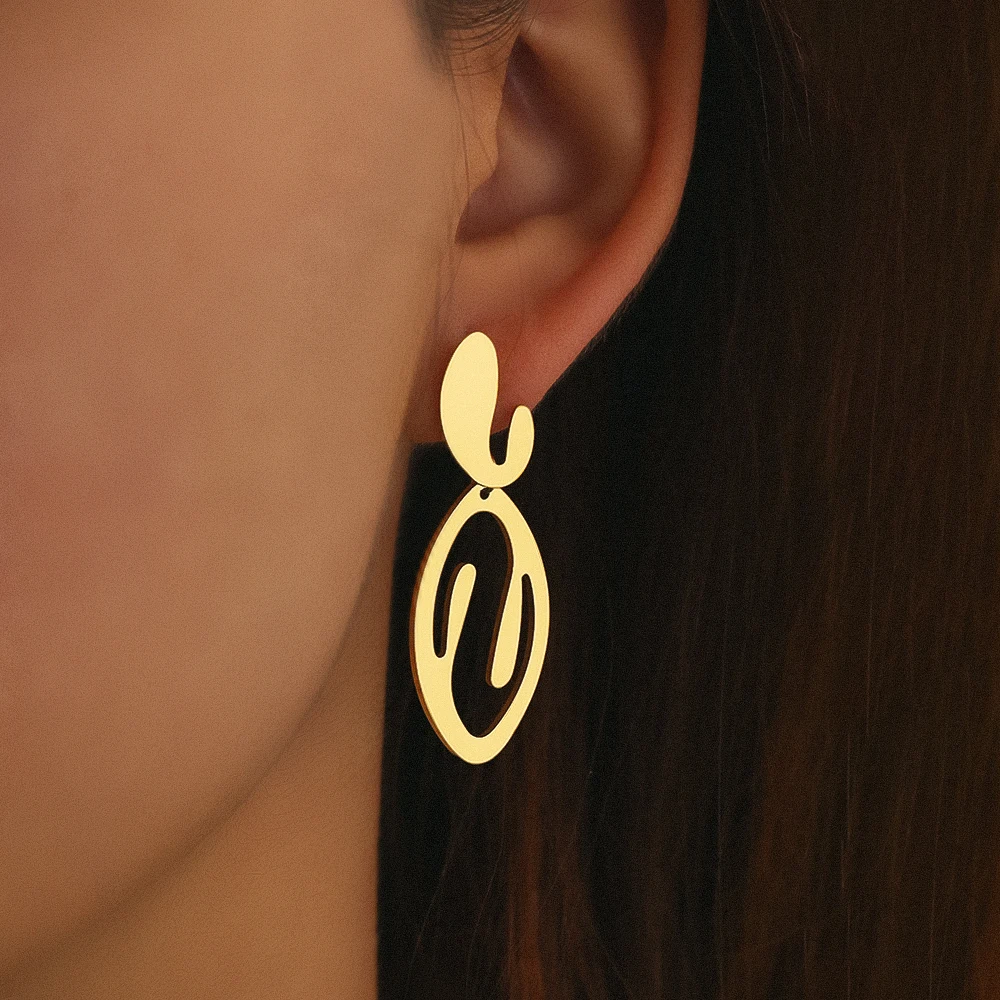 Женские серьги-подвески из нержавеющей стали, с асимметричным дизайном