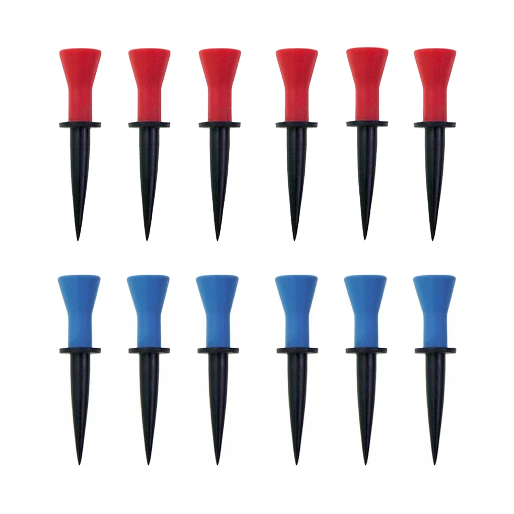 

1/2/3 Golf Tees Plastic Ball Holder Portable Reusable Outdoor Indoor Practice Beginners 6Pcs Red+6Pcs Blue 58mm