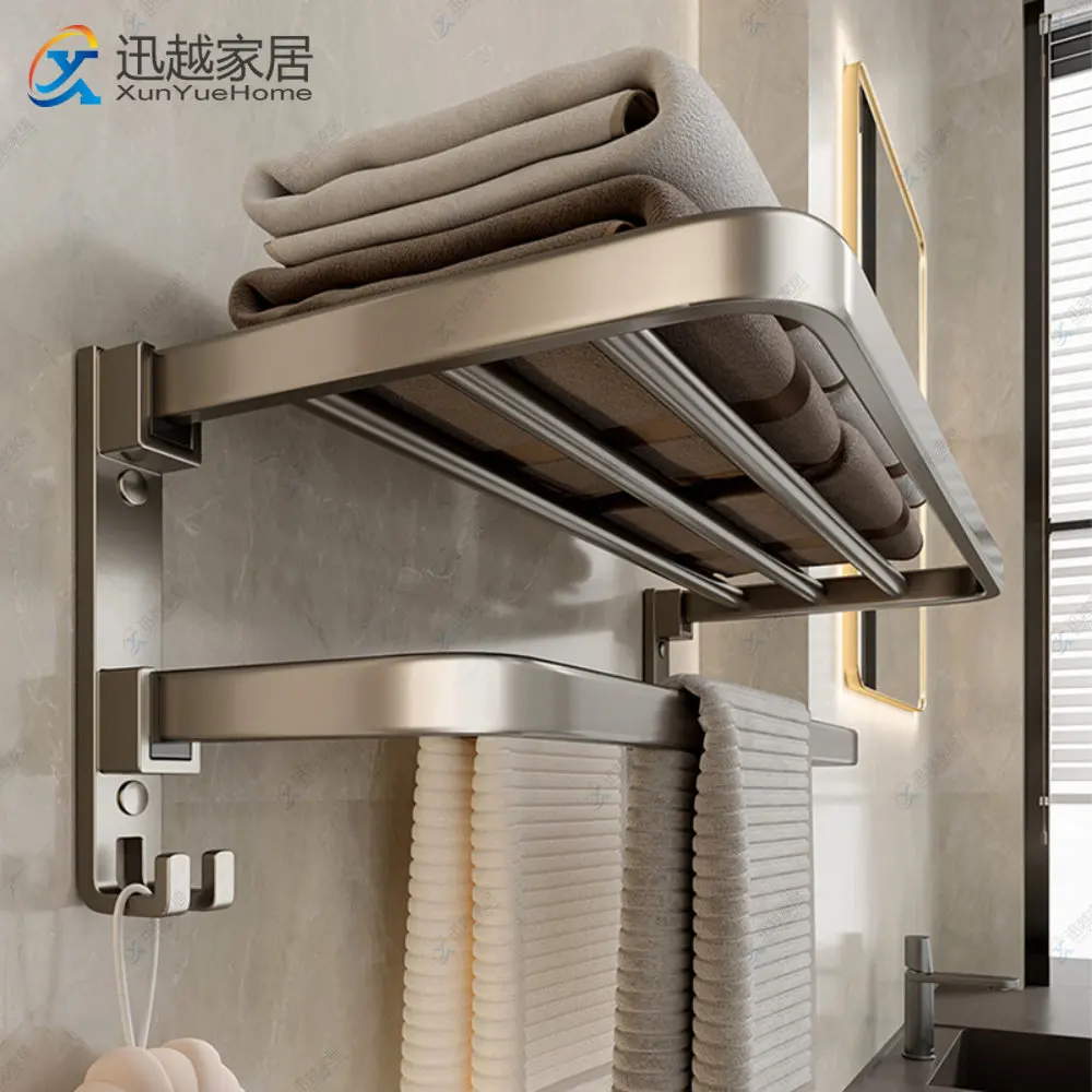Rack Holder Double Fold Hanger Wall 50-60cm Bathroom Clothes