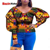 african women top spring fall long sleeve blouse v necklace ankara dresses plus size clothing for women wy8922