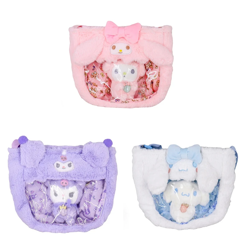 

Kawaii Sanrio Plush Bag Kuromi Kitty Plushie Backpack Anime Melody Cinnamoroll Cartoon Stuffed Handbag Birthday Gifts For Girls