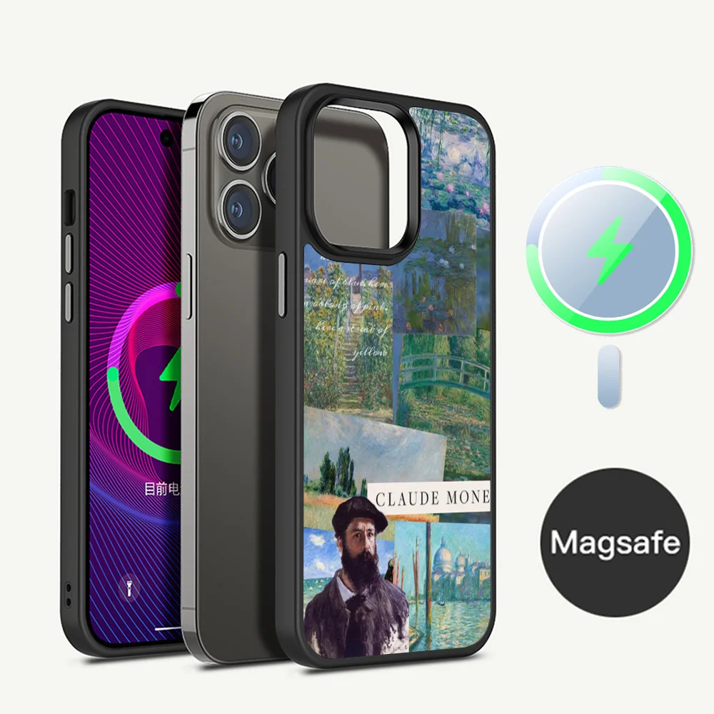 Claude Monet Painting Art Aesthetic Magnetic Case For IPhone 16 14 13 12 11 15 Pro Max Plus Magsafe Wireless Charge Cover