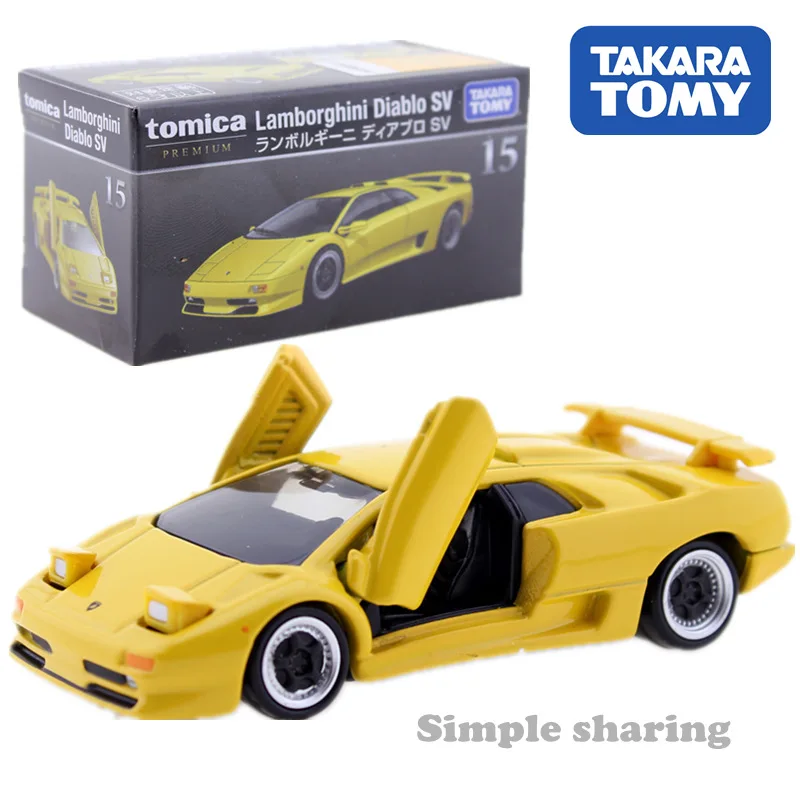 

Takara Tomy Tomica Premium 15 Lamborghini Diablo SV Yellow 1/62 Metal Cast Car Model Vehicle Toys For Children Collectable