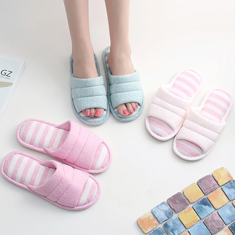 Women Home Slippers Indoor Breathable Flax Slipper Spring Summer Shoes Women Non-slip Bedroom Shoes Couple Cotton Slippers Men