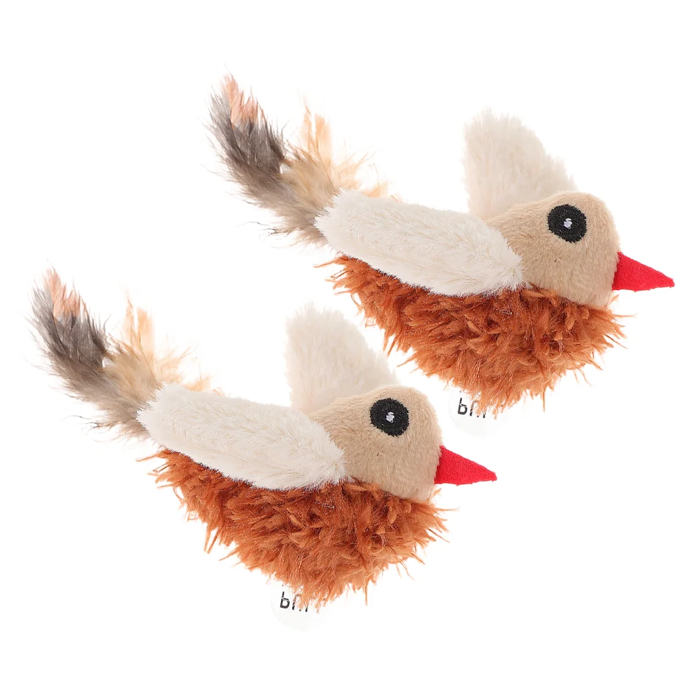 

2 Pcs Small Bird Toys Simulation Sounding Touch Electric Cat Vocalize 15x5x7cm Plush