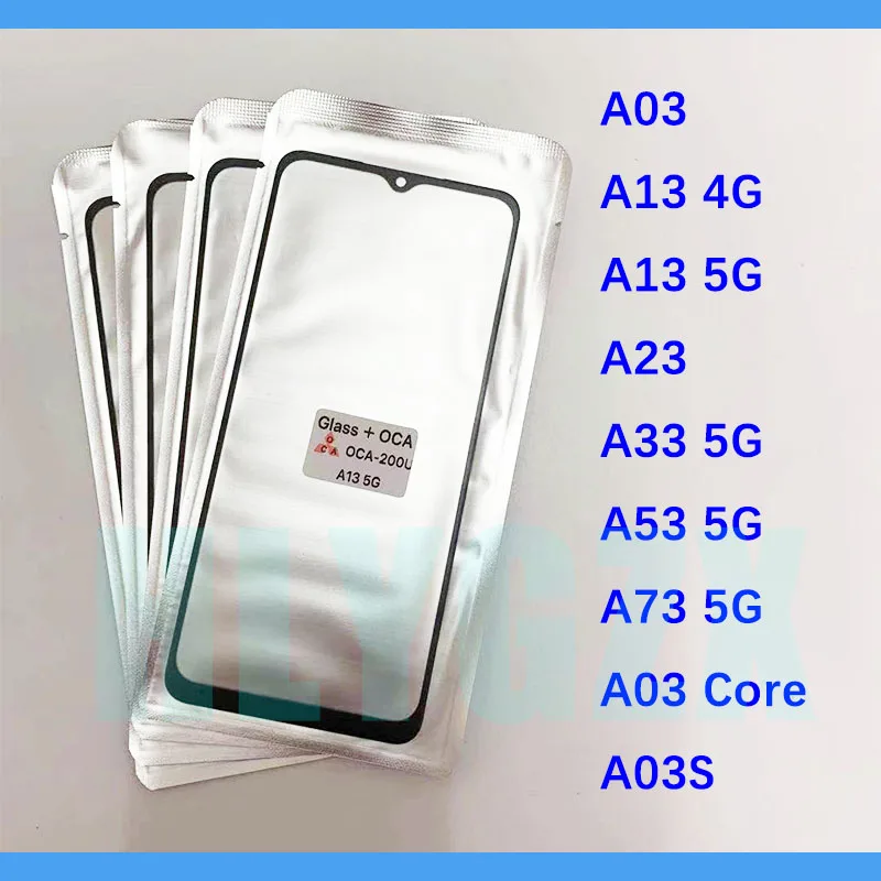 

10pcs TOP QC For Samsung Galaxy A13 A03 Core A23 A33 A53 A73 4G 5G A03s LCD Front Touch Screen Lens Glass with OCA Glue