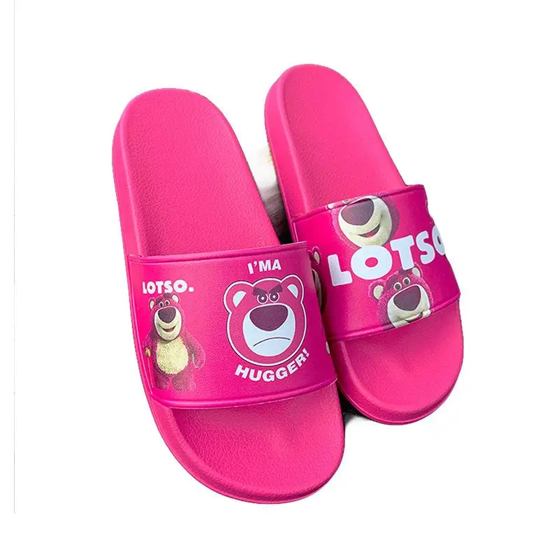 Disney Girl Heart Strawberry Bear Summer Cute Cartoon Couple Bathroom Non-slip Slippers Women's 2022 New Arrival Sandals For Men