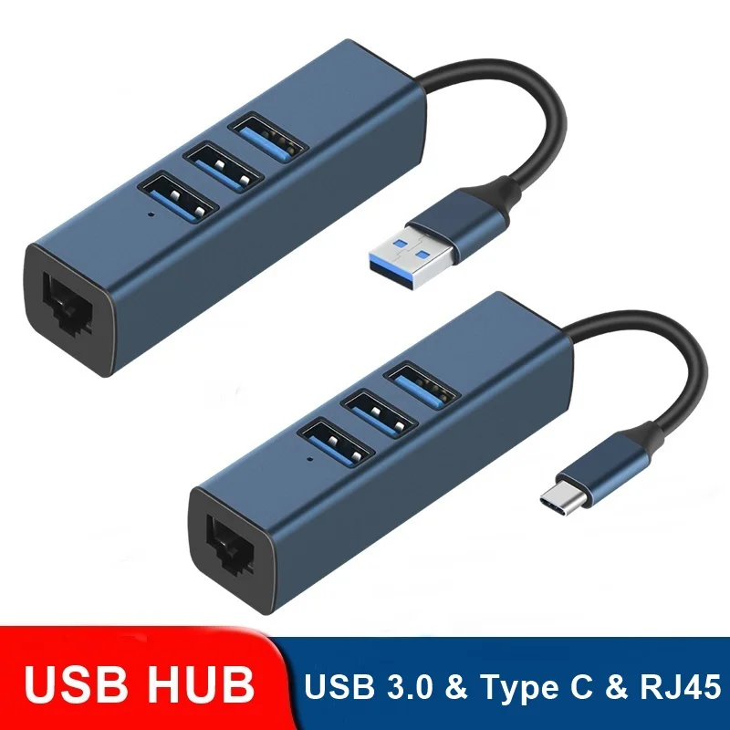 Разветвитель USB Type-C на RJ45, 4 порта, 3,0 дюйма