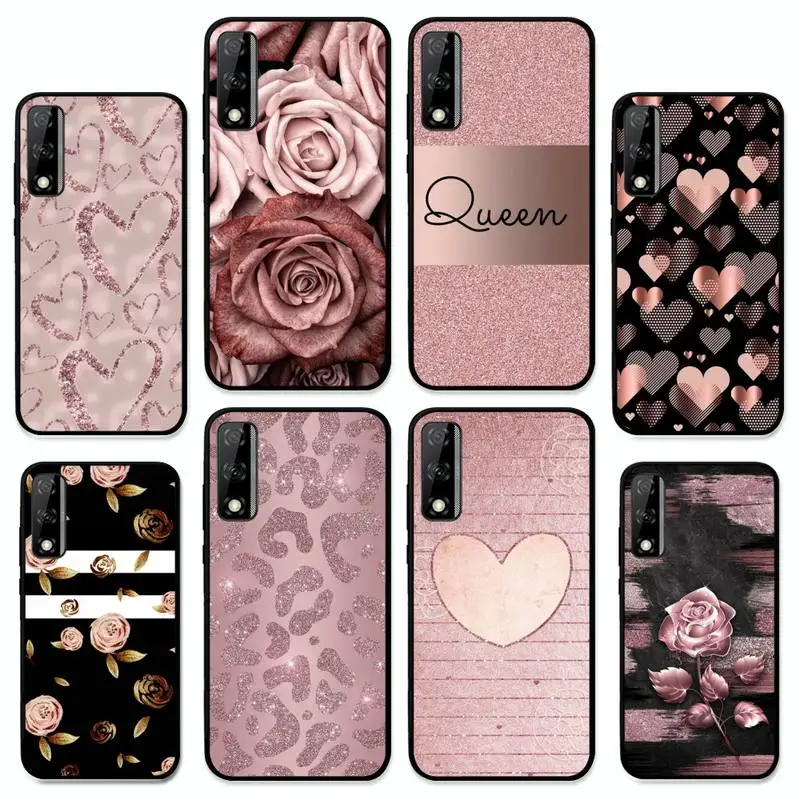 

Beautiful Pink Rose Bling Picture Phone Case for Huawei Y 6 9 7 5 8s prime 2019 2018 enjoy 7 plus