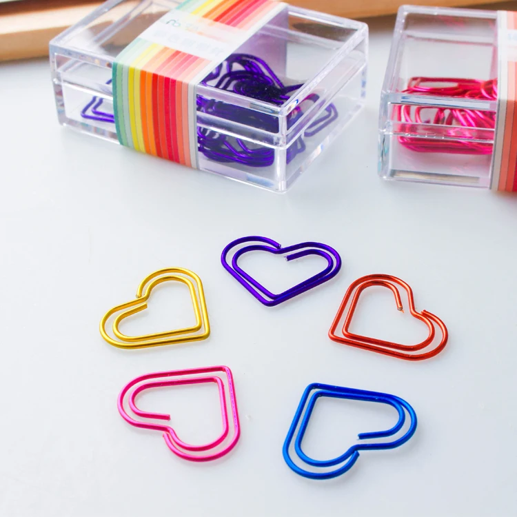 

Love Paper Clip Metal Bookmark Lovely Heart-shaped Paper Clip 20 Pins Love Heart Clips Paper Clips Papeleria Office Accessories