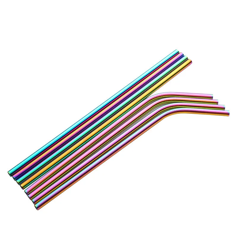 

10 Colors Reusable Drinking Straw Eco-Friendly Metal Colorful Straws Stainless Steel Straws Set Bar Party Accessory