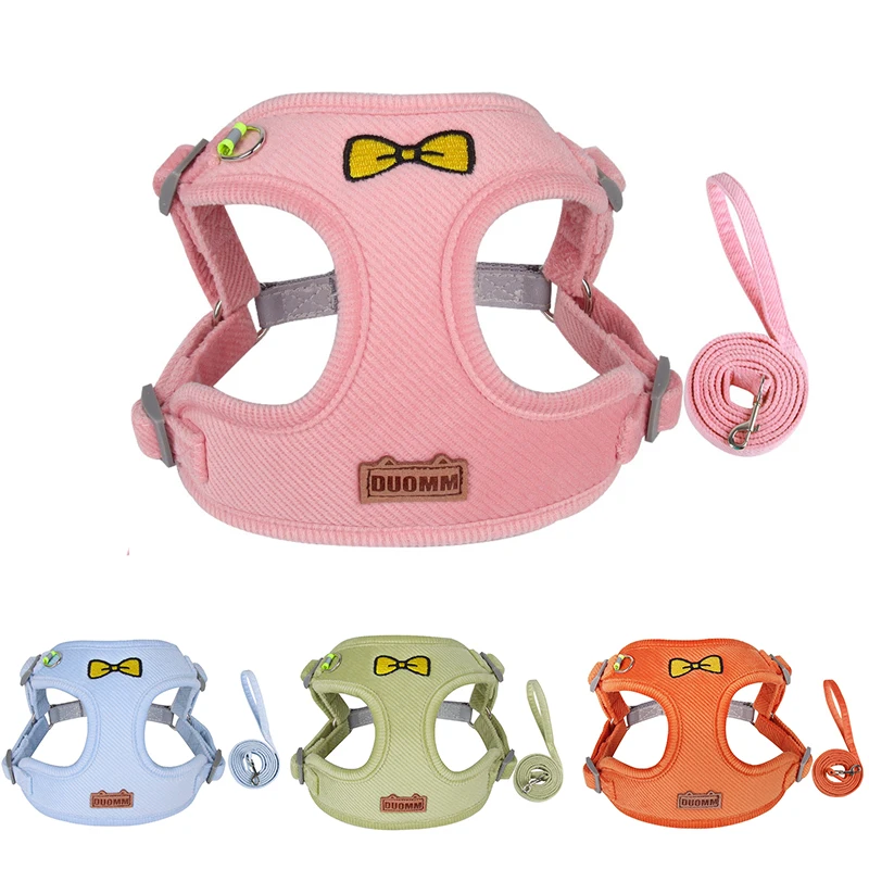 

Corduroy Kitten Puppy Reflective Dogs Harness And Leash Set Dogs Vest Harness Leads Pet Clothes For Small Dogs Cats