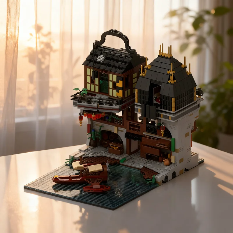 Фото 2840 деталей MOC: Город приключений ниндзя, архитектурная уличная сцена, модель, строительный набор, конструктор, коллекционная игрушка, подарок №1