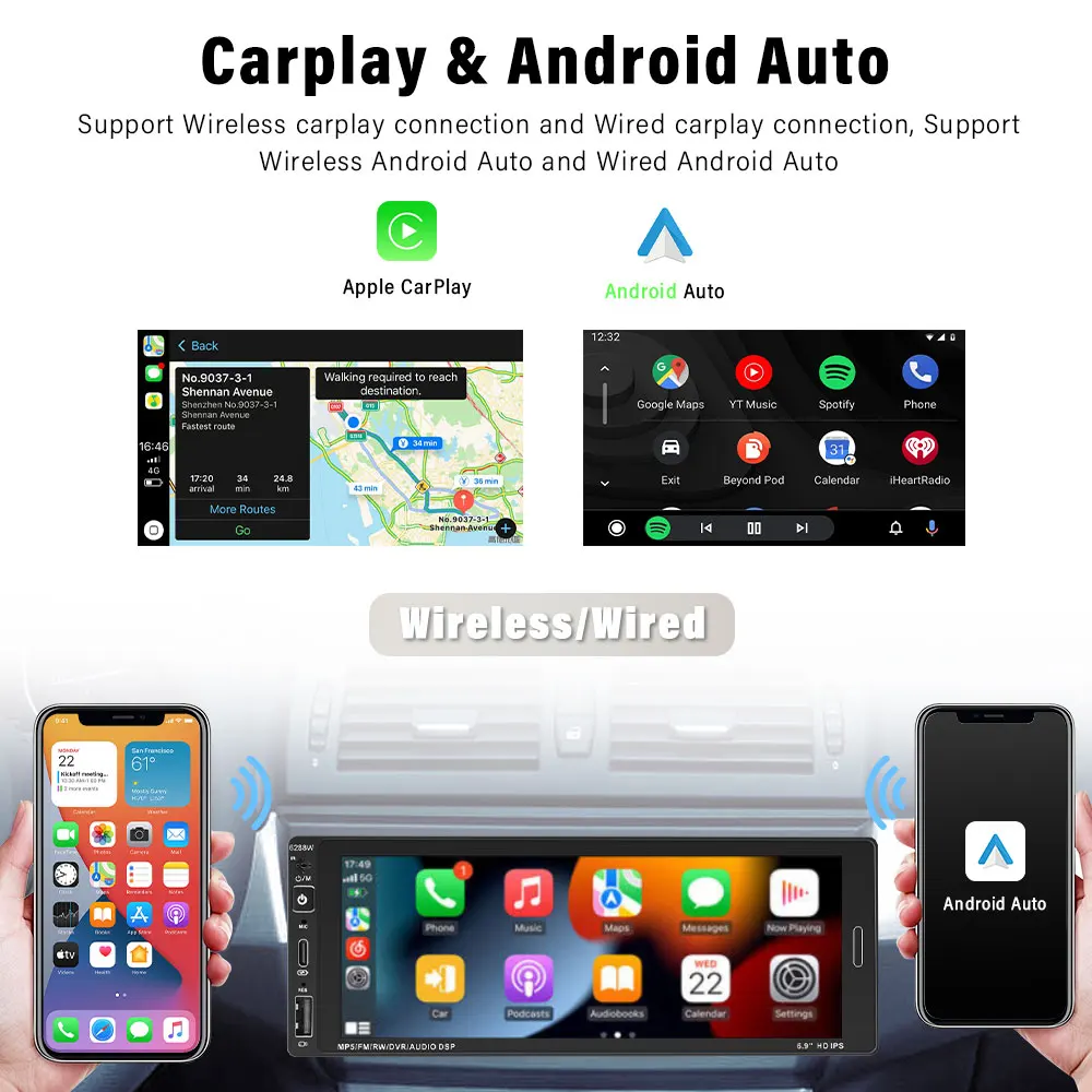 Для 6 9-дюймового одноденного универсального Android GPS DSP автомобильного DVD-плеер с