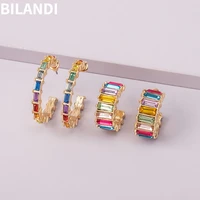 bilandi trendy jewelry colorful glass earrings 2022 new trend hot sale metallic gold color round hoop earrings for women gifts