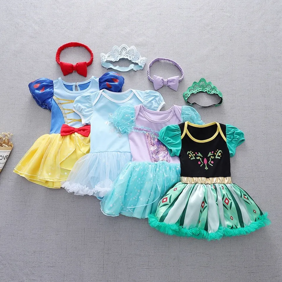 

Little Girl Elsa Vestidos Baby Snow Queen Summer Clothing Toddler Kids Cinderella Halloween Fancy Dress Layered Carnival Costume