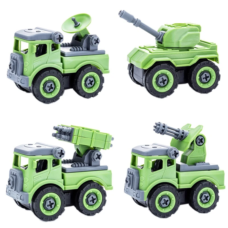 

4PCS Kids DIY Assembling Truck Bulldozer Children Screw Boy Creative Tool Camping Tank Car Toy