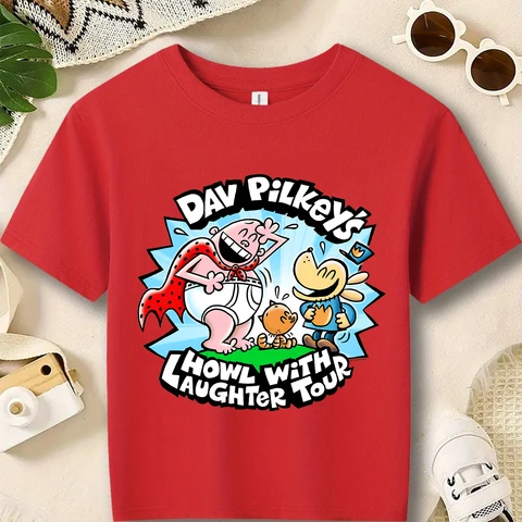 Футболка с собакой Dav Pilkey's, детская одежда, модная футболка для мальчиков, повседневные топы с короткими рукавами и рисунком собаки для девочек, детская одежда