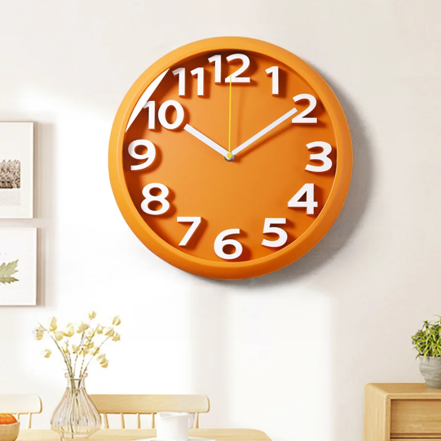 

Living Room Wall Clock Decoration Quartz Gift Hands Wall Clock Home Numbers Colorful Round Modern Silent Glass Reloj Wall Decor
