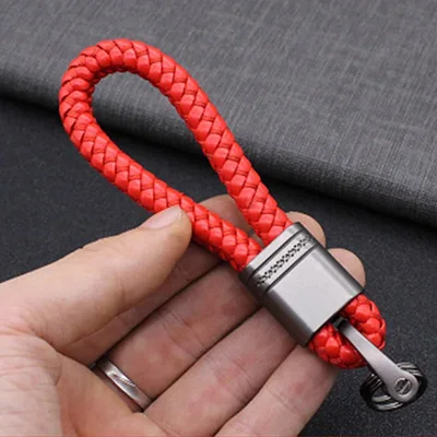 Fashion Trendy Leather Knitting Rope Keychain High-Grade Hand Woven Car Key chain For Women Man Keyring Accessories |