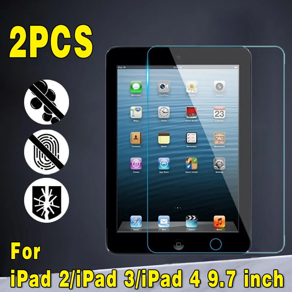 

2Pcs Apple iPad 2 3 4 9.7 inch Tablet Tempered Glass 9H Explosion-Proof Anti-fingerprint Full Film Cover Screen Protector