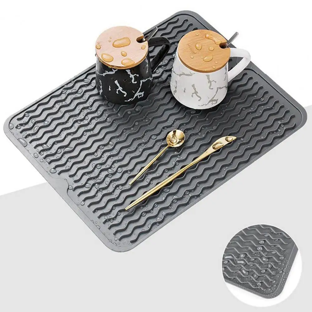 

Reliable Draining Mat Anti-deformed Restaurant Cutlery Draining Pad Hangable Design Draining Pad Kitchen Supply